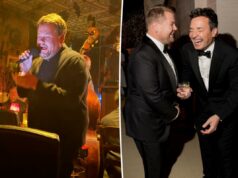 Jimmy Fallon e James Corden cantam os padrões de Sinatra e Bennett para convidados chocados em Nova York Jimmy Fallon e James Corden cantam os padrões de Sinatra e Bennett para convidados chocados em Nova York