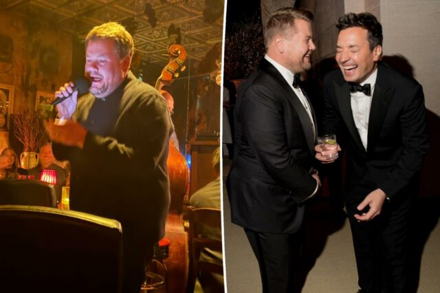 Jimmy Fallon e James Corden cantam os padrões de Sinatra Jimmy Fallon e James Corden cantam os padrões de Sinatra e Bennett para convidados chocados em Nova York