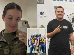 Jogo de futebol americano da West Virginia University mantém momento de silêncio para dois soldados da Guarda Nacional baleados em ataque em DC Jogo de futebol americano da West Virginia University mantém momento de silêncio para dois soldados da Guarda Nacional baleados em ataque em DC