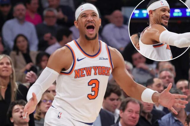Josh Hart, do Knicks, tem o melhor jogo da temporada Josh Hart comemora durante a vitória dos Knicks por 137-114 sobre os Timberwolves em 5 de novembro de 2025 no Garden.