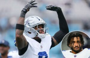 Juanyeh Thomas, dos Cowboys, saiu furioso após DMs dos fãs sobre a morte de Marshawn Kneeland O safety do Dallas Cowboys, Juanyeh Thomas (2), reage durante o jogo contra o Carolina Panthers no Bank of America Stadium.