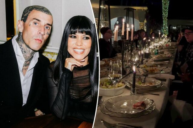 Kourtney Kardashian comemora 50 anos de Travis Barker com um jantar extravagante: bolo personalizado, balões e muito mais
