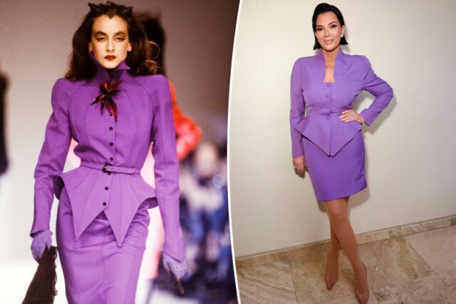 Kris Jenner fica totalmente momager com power suit roxo de 1988
