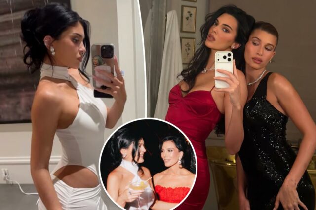 Kylie e Kendall Jenner usam recortes na cintura e cetim colante na festa de 70 anos da mãe Kris Jenner
