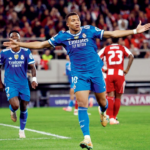 Liga dos Campeões: Mbappé marca quatro para o Real em vitória difícil sobre o Olympiacos