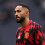 Matheus Cunha comemora gol do Manchester United x Brighton.