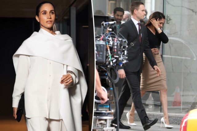 Meghan Markle vista no set do novo filme 'Close Personal Meghan Markle vista no set do novo filme 'Close Personal Friends' 8 anos depois de parar de atuar