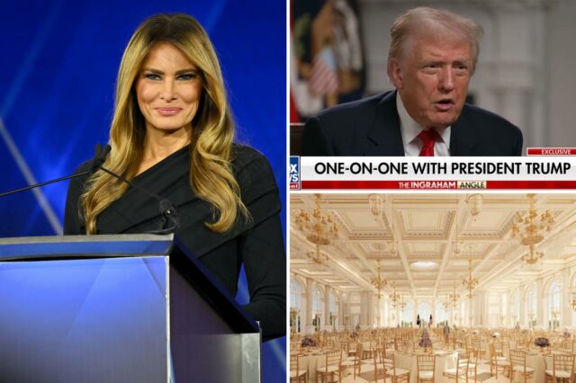 Melania se aquecendo para um grande e lindo salão de baile, revela Trump 
