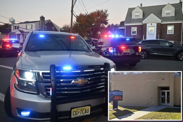 Menor de NJ preso em conexão com ameaça de bomba Exterior da Livingston Park Elementary School com uma placa de boas-vindas.