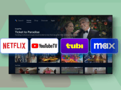 Meus aplicativos de streaming de Android TV preferidos depois de experimentar quase todos eles Logotipo da Netflix na TV acima de dois boxeadores se enfrentando
