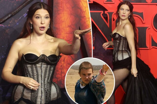 Millie Bobby Brown critica o fotógrafo no tapete vermelho de 'Stranger Things': 'Você sorri!'
