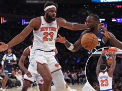 Mitchell Robinson fornece um lembrete dominante de por que ele é vital para os Knicks Mitchell Robinson tenta bloquear o chute de Julius Randle durante o terceiro quarto da vitória dos Knicks em casa sobre os Timberwolves.