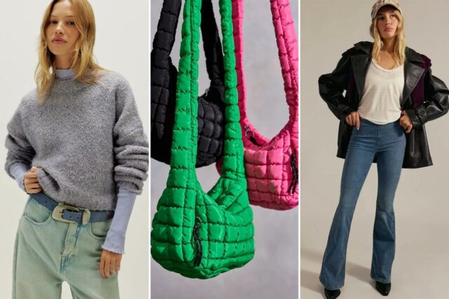 Uma modelo usa uma jaqueta Free People Barn.