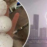 Uma enorme tempestade de supercélulas atingiu partes de Queensland, desencadeando granizo gigante, ventos fortes e relâmpagos