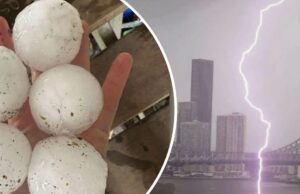 Nove feridos após granizo gigante atingir feira escolar durante tempestades violentas Uma enorme tempestade de supercélulas atingiu partes de Queensland, desencadeando granizo gigante, ventos fortes e relâmpagos