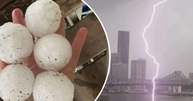 Uma enorme tempestade de supercélulas atingiu partes de Queensland, desencadeando granizo gigante, ventos fortes e relâmpagos