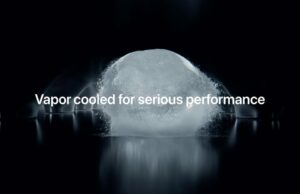 Novo vídeo da Apple destaca resfriamento líquido com câmara de vapor no iPhone 17 Pro Novo vídeo da Apple destaca resfriamento líquido com câmara de vapor no iPhone 17 Pro | Gota de água do screengrab com a linha da cinta: Resfriado a vapor para desempenho sério