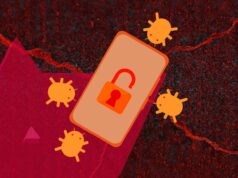 O Google está lutando contra aqueles falsos USPS e mensagens de pedágio perdidas Um homem sentado no ícone de Wi-Fi com uma vara de pescar, pescando um cartão de crédito em um computador