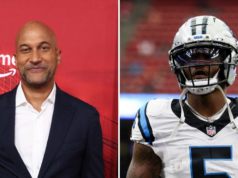 O comediante Keegan-Michael Key visita Carolina Panthers para apoiar Rico Dowdle Keegan Michael Key visita jogador da NFL