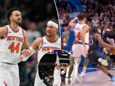 O heroísmo de Landry Shamet e o apito tardio salvam os Knicks em uma vitória selvagem sobre o humilde Mavericks o guarda Landry Shamet (44) é parabenizado pelo companheiro de equipe Josh Hart (3) depois que Shemet marcou três pontos no segundo tempo de um jogo de basquete da NBA contra o Dallas Mavericks na quarta-feira, 19 de novembro de 2025, em Dallas.