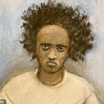 O assassino de Southport, Axel Rudakubana, é retratado em um esboço artístico do tribunal durante seu julgamento no Liverpool Crown Court no ano passado