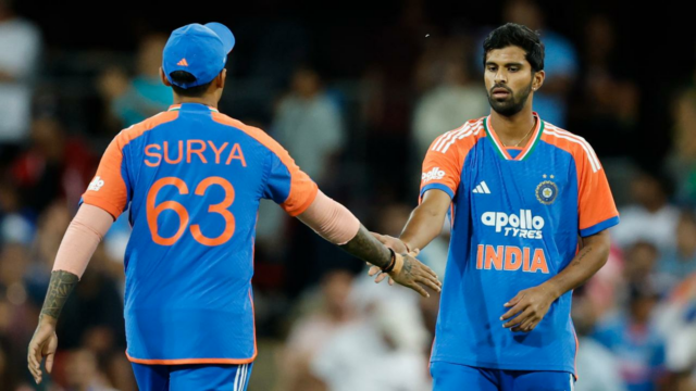 O lance de três postigos de Washington Sundar ajuda a O lance de três postigos de Washington Sundar ajuda a Índia a vencer por 48 corridas