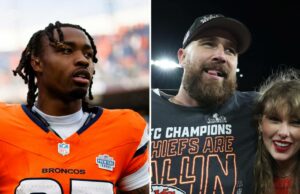 O nome do jogador do Broncos cita Taylor Swift enquanto Travis Kelce fala mal Taylor Swift recebe gritos durante entrevista pós-jogo com Travis