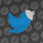 twitter bird with mask, background of verified check marks