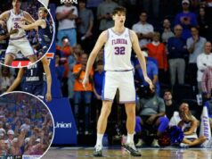 O pivô da Flórida, de 2,10 metros, Olivier Rioux faz estreia histórica no basquete universitário O pivô da Flórida, de 2,10 metros, Olivier Rioux faz estreia histórica no basquete universitário