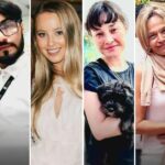 A partir da esquerda: Ashlee Good, 38, Faraz Tahir, 30, Dawn Singleton, 25, Jade Young, 47, Pikria Darchia, 55, e Yixuan Cheng, 27.