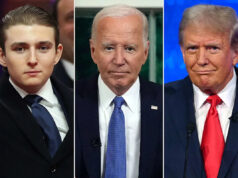 O que Barron Trump disse a Joe Biden momentos antes do implacável discurso de posse de seu pai Chip Somodevilla/Getty Barron Trump na posse presidencial de 2025 em Washington DC