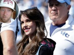 O que Jordon Hudson mandou uma mensagem para Dave Portnoy depois do discurso ‘nojento’ de Bill Belichick O técnico da Carolina do Norte, Bill Belichick, à direita, e sua namorada Jordon Hudson conversam com uma pessoa nos bastidores antes de um jogo de futebol americano universitário da NCAA contra Richmond, sábado, 13 de setembro de 2025, em Chapel Hill, NC