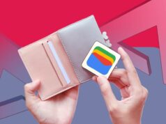 O que a Google Wallet erra nos gastos diários Uma mão segurando o logotipo da Carteira virtual do Google contra um fundo colorido com listras azuis, vermelhas, amarelas e verdes exclusivas do Google