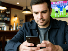 O que é microapostas? A ascensão da aposta rápida e como ela se tornou comum O que é microapostas? A ascensão da aposta rápida e como ela se tornou comum. Um homem sentado em um bar ou restaurante olha para seu smartphone, parecendo concentrado, enquanto uma partida de futebol é exibida na tela de uma TV ao fundo.