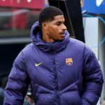 Marcus Rashford do FC Barcelona em ação durante a liga espanhola, La Liga EA Sports, partida de futebol disputada entre o FC Barcelona e o Deportivo Alavés no estádio Spotify Camp Nou em 29 de novembro de 2025