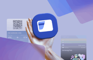 O recurso Samsung Wallet que economiza tempo silenciosamente todos os dias Logotipo da Samsung Wallet no centro, cercado por carteiras de couro contendo cartões coloridos com o logotipo da Google Wallet.