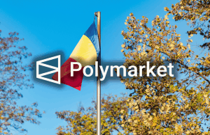 O regulador nacional de jogos de azar da Romênia adiciona Polymarket à sua lista negra de operadoras O regulador nacional de jogos de azar da Romênia adiciona a Polymarket à sua lista negra de operadoras. Uma bandeira romena num poste contra um céu azul com árvores de outono ao fundo. O logotipo da Polymarket e a palavra “Polymarket” estão sobrepostos em branco próximo ao centro da imagem