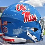An Ole Miss college football helmet