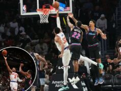 Os Knicks não conseguem pegar o balde da embreagem sem Jalen Brunson, já que o rali fica aquém da derrota para o Heat O pivô do New York Knicks, Karl-Anthony Towns (32), chuta a bola enquanto o atacante do Miami Heat, Andrew Wiggins (22), e o pivô Kel'el Ware (7) defendem.