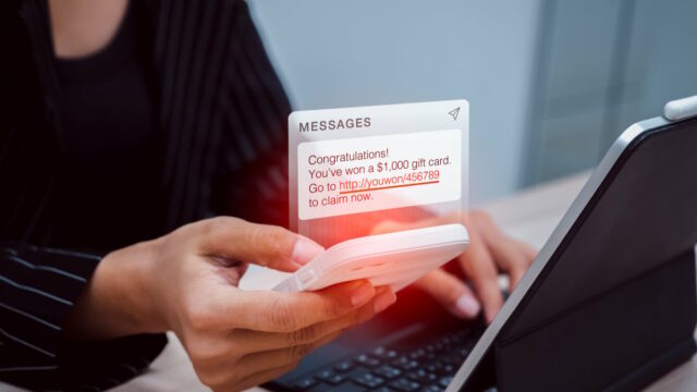 Exemplo de mensagem de texto fraudulenta do Guardio.