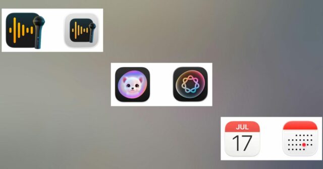 Os ícones do MacOS 26 Tahoe são 'terríveis' e 'objetivamente ruins' | Três exemplos mostrados em um fundo cinza suave