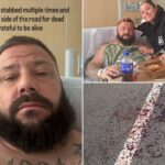 Pai da Califórnia esfaqueado a caminho do festival de Halloween, crianças o salvam do maníaco do 'olhar demoníaco' com adesivo de dinossauro e cabo de carregador