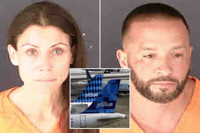Passageiros da JetBlue acusados ​​de fazer sexo na frente de crianças em voo banido da companhia aérea – mas tiveram as acusações retiradas
