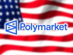 Polymarket obtém aprovação CFTC, abrindo caminho regulamentado para retorno do mercado dos EUA Polymarket abre 'teste beta' para reentrar nos EUA, pois tem como alvo as apostas esportivas. Logotipo da Polymarket no topo da bandeira dos EUA