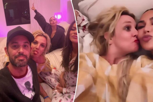Por dentro da aconchegante festa do pijama de Britney Spears Por dentro da aconchegante festa do pijama de Britney Spears com Kim e Khloé Kardashian enquanto a estrela pop compartilha novo vídeo