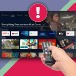 O Roku Express 4K+ mostrando o Roku OS em uma TV no menu LiveTV