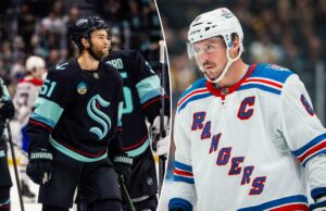 Previsão Rangers x Kraken: probabilidades da NHL, escolhas, previsão, melhor aposta no sábado Shane Wright, central do Seattle Kraken, durante um jogo contra o Montreal Canadiens.