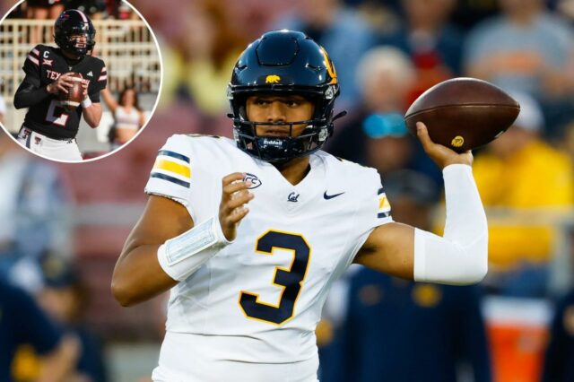 O running back do SMU Mustangs, Shaadie Clayton-Johnson (24), corre com a bola para um touchdown contra o Louisville Cardinals.