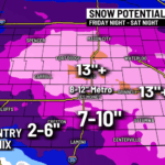Queda de neve atingirá fortemente Iowa, com possibilidade de mais de trinta centímetros em algumas áreas