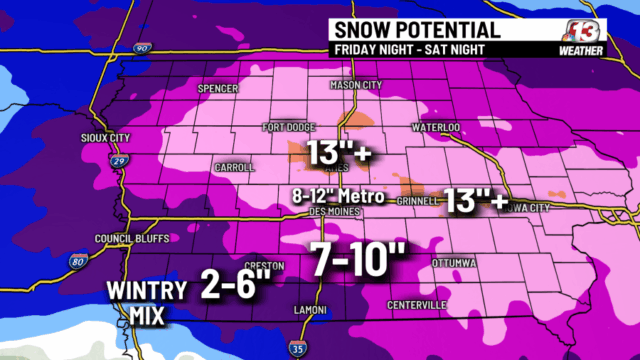 Queda de neve atingirá fortemente Iowa, com possibilidade de mais Queda de neve atingirá fortemente Iowa, com possibilidade de mais de trinta centímetros em algumas áreas